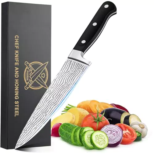 Unokit Coltello da Cucina Professionale in Acciaio Inossidabile con Affilacoltelli