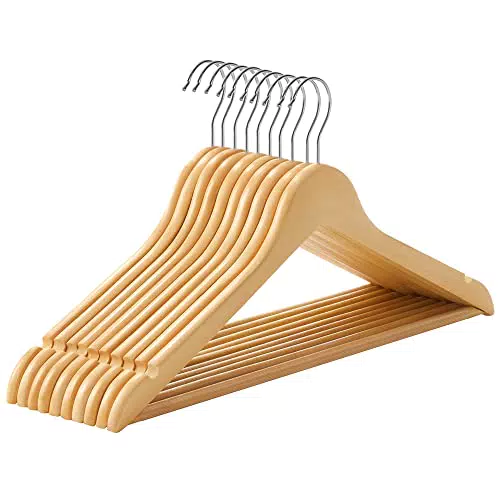 SONGMICS Grucce in Legno con Scanalature e Gancio Girevole per Appendiabiti CRW001