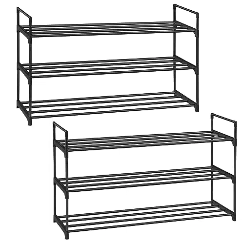 SONGMICS Scarpiera a 3 Ripiani Impilabile per Organizzazione Scarpe LSA06BK