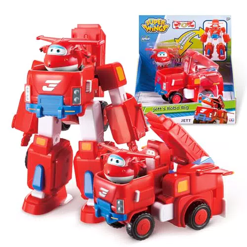 Super Wings - Veicolo Robot Transformer Pompieri Jett Aereo Giocattolo