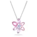 Swarovski Gema Collana Pendente con Cristalli a Motivo Floreale Placcata Rodio