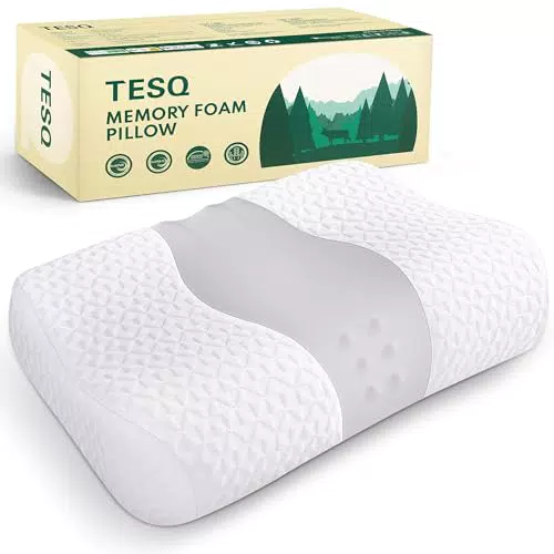 TESQ Cuscino Memory Foam Regolabile - Comfort per Dormire su Fianco, Schiena e Pancia