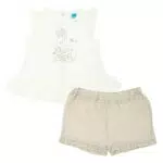 THUN Abito Bimba in Jersey Lino con Maniche Corte e Shorts in Cotone Biologico