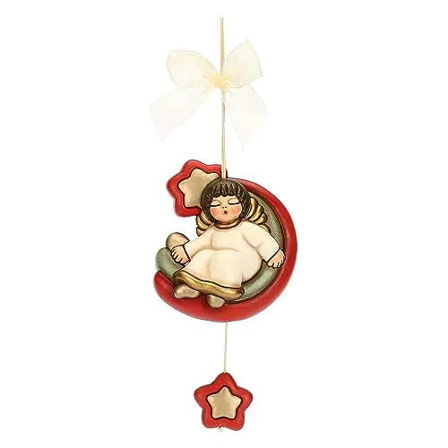 THUN Acchiappasogni con Angelo in Ceramica Decorata a Mano, Linea Desideri Natale