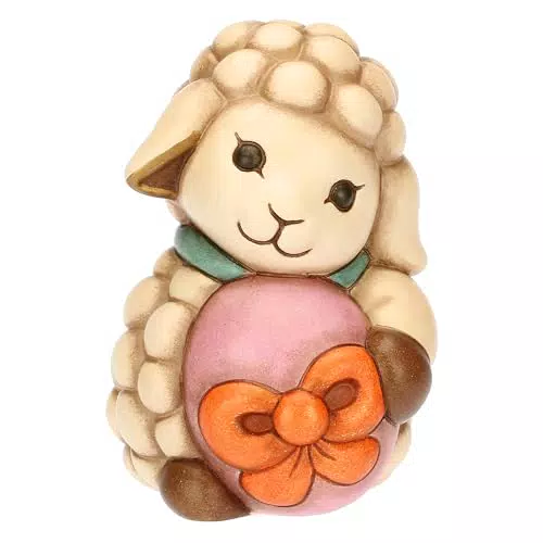 THUN Agnellino Nelly con Uovo in Ceramica Decorata a Mano - Linea Sorprese Pasquali