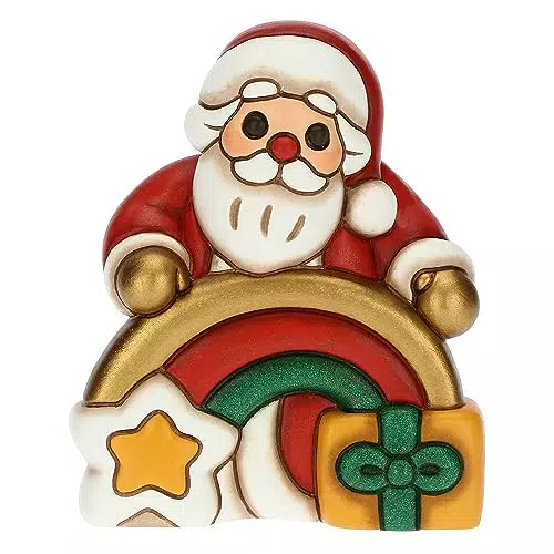 THUN Babbo Natale con Arcobaleno in Ceramica Decorata a Mano - Linea Desideri di Natale
