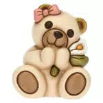 THUN Bomboniera Prima Comunione con Teddy e Giglio in Ceramica Decorata a Mano