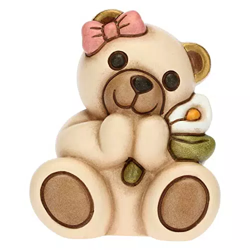 THUN Bomboniera Prima Comunione con Teddy e Giglio in Ceramica Decorata a Mano