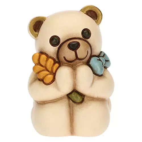 THUN Bomboniera Prima Comunione con Teddy e Spiga di Grano in Ceramica Decorata