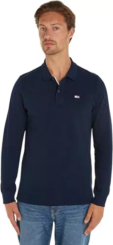 Tommy Jeans Polo Maniche Lunghe Slim Fit con Bottoni per Uomo