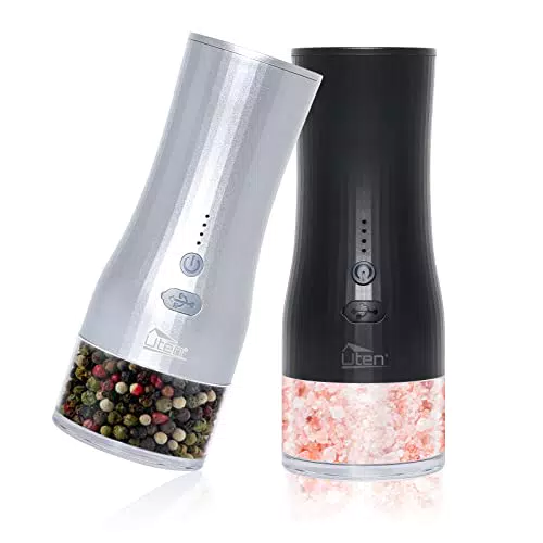 Uten Macina Sale e Pepe Elettrica con Teste in Ceramica e Ricarica USB