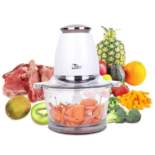 Uten Tritatutto Elettrico 400 W con Vasca in Vetro e Mixer a 4 Lame