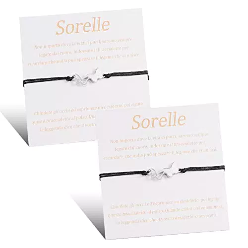VGWON Braccialetti Coordinati per Sorelle, Ciondolo Cuore e Stella Solare