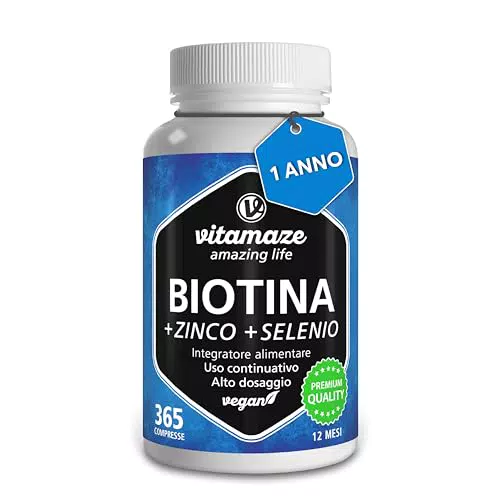 Vitamaze Biotina per Capelli, Pelle e Unghie Sani - Integratori di Qualità Tedesca
