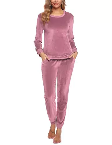 Wayleb Pigiama Donna Invernale in Pile Lungo per Jogging e Sport Casual
