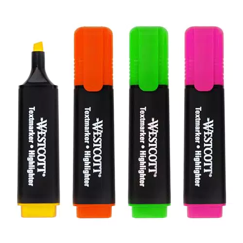 Westcott evidenziatori premium con inchiostro dalla Germania - Larghezza 2-5 mm