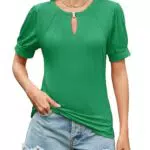 ZASFOU Maglietta Donna Estiva Elegante Manica Corta con Scollo a Buco della Serratura