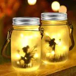 ZWOOS 2 Pezzi Lanterne Solari Esterni, Vaso di Muratore Solare Fata