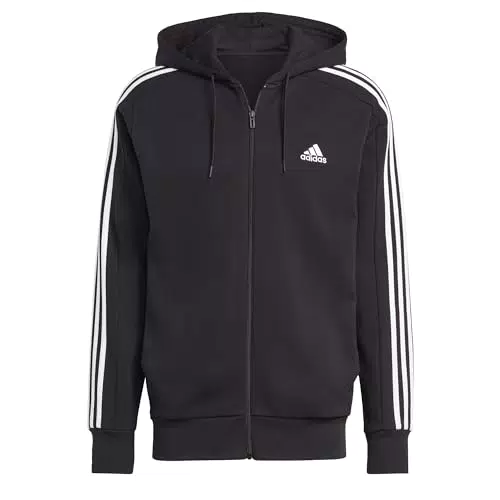 Adidas Essentials French Terry 3-Stripes Full-Zip Hoodie Uomo
