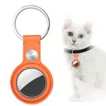 AICase Custodia in pelle PU per AirTag, antigraffio per animali e bagagli