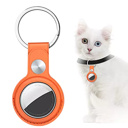 AICase Custodia in pelle PU per AirTag, antigraffio per animali e bagagli