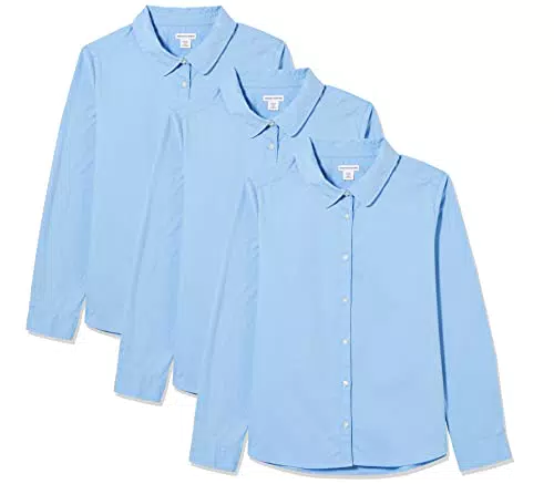 Amazon Essentials Camicie da Uniforme a Maniche Lunghe in Popeline Elasticizzato