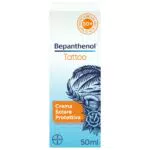 Bepanthenol Crema Solare 50 per Tatuaggi - Protezione UVB e UVA, Formato Viaggio