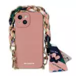Case&me Cover con Foulard per iPhone 14 - Protezione per Fotocamera e Laccio da Polso