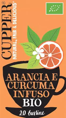 CUPPER Infuso Biologico Arancia e Curcuma, Gusto Rinfrescante e Senza Caffeina