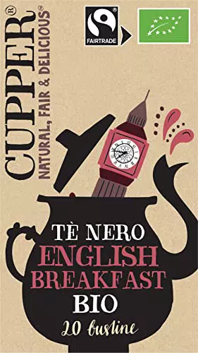 CUPPER Tè Nero English Breakfast Biologico Fairtrade con Filtri Biodegradabili