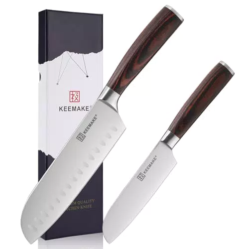 Keemake Coltelli da Cucina Professionali in Acciaio Inox - Santoku e Giapponese
