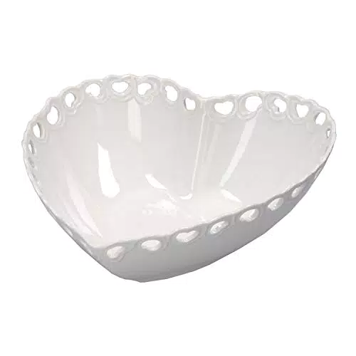 Valentino Ciotola Cuore Traforato in Porcellana Bianca con Gift Box