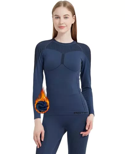 MEETWEE Set Intimo Termico Donna per Sport all'Aperto - Maglia e Pantaloni Caldi