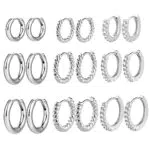 Argento Ritorto Orecchini Huggie Hoops in Argento 925 con Brillantini
