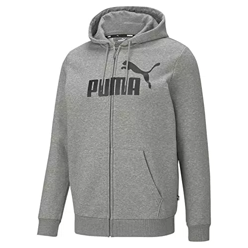 PUMA Felpa con zip integrale e logo grande Essentials uomo L Black