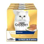 Purina Gourmet Gold Mousse per Gatti con Pesce, Fegato, Tacchino e Manzo