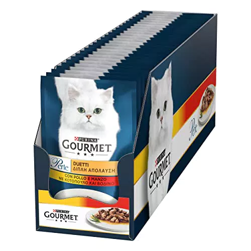 Purina Gourmet Perle Duetti Cibo Umido per Gatti con Pollo e Manzo