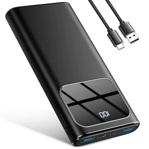 Rolosar Power Bank 10000mAh Ricarica Rapida USB-C con Display LED per iPhone