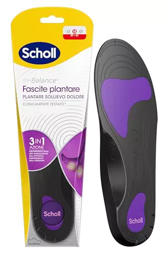 Scholl Plantare In-Balance per Sollievo dalla Fascite Plantare e Supporto Tallone