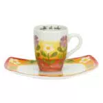 THUN Mug con Vassoio in Porcellana Decorata a Mano, Linea Florianne, 300 ml