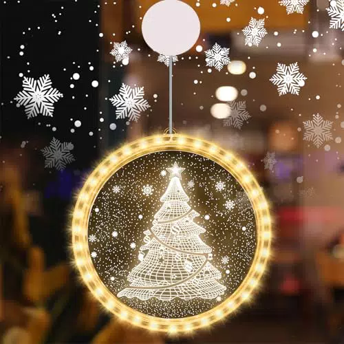 23GUANYI Luci di Natale 3D per Finestra, Luci a Batteria per Interni ed Esterni