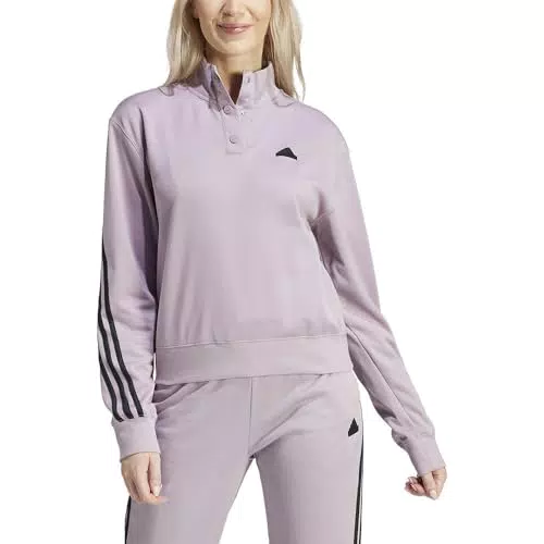 Adidas Top da Donna Iconic 3 Strisce Tracktop Snap.