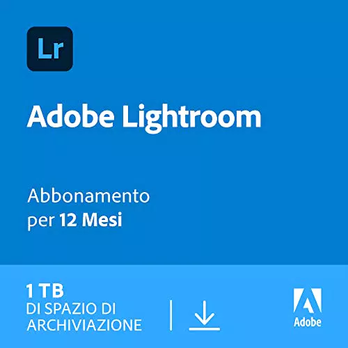 Adobe Lightroom 1TB - Editor Foto AI per PC e Mac - Download Digitale 1 Anno