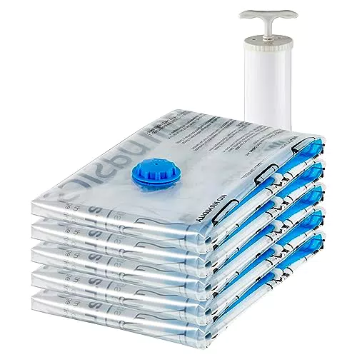 Amazon Basics Sacchetti Sottovuoto con Pompa a Mano, Cerniera, Misura Grande