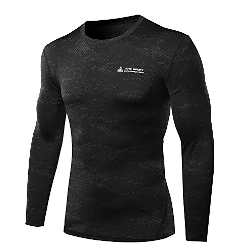 AMZSPORT Maglietta da Uomo a Compressione Maniche Lunghe Baselayer