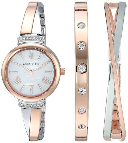 Anne Klein Orologio da polso con bracciale e cristalli, modello AK/2245RTST