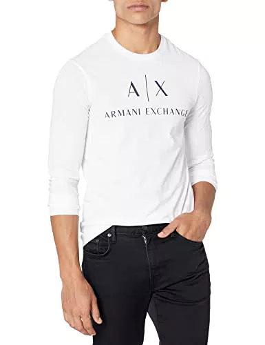 Armani Exchange Maglietta a Maniche Lunghe con Scollo Rotondo T-Shirt