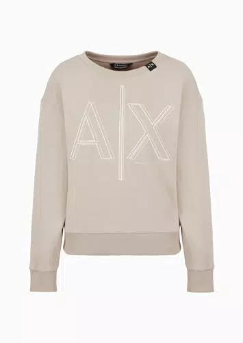 Armani Exchange Sweatshirt con Logo AX Outline - Maglia di Tuta Casual
