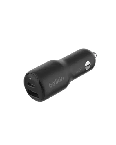 Belkin BoostCharge Doppio Caricabatteria da Auto 42W con Ricarica Rapida USB-C