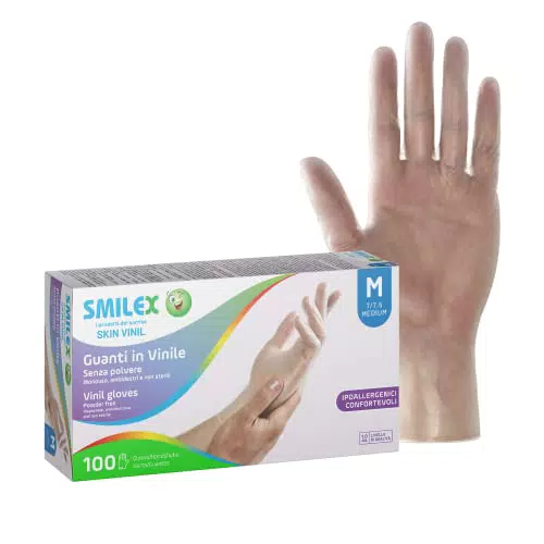 Bericah Smilex Guanti in Vinile Senza Polvere modello Skin Vinil